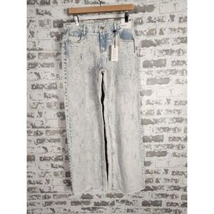 Forever 21 Women's Jeans Size 28 Baggy Light Denim Wide Leg Low Rise Distressed